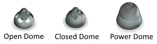 hearing aid feedback 
open dome
closed dome
power dome 