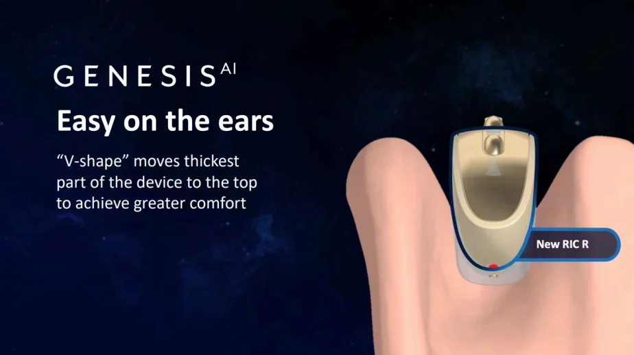 Starkey Genesis new RIC model fits more comfortable on pinna of ear