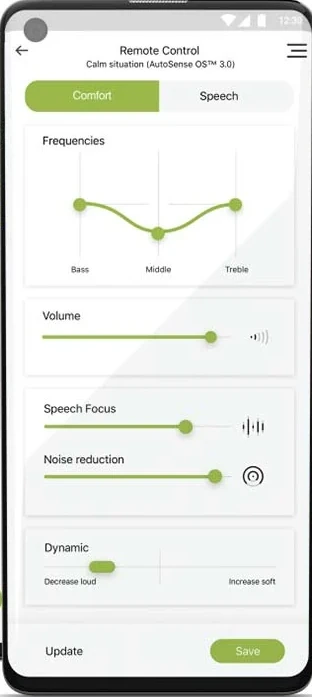 myphonak app equalizer adjust frequencies