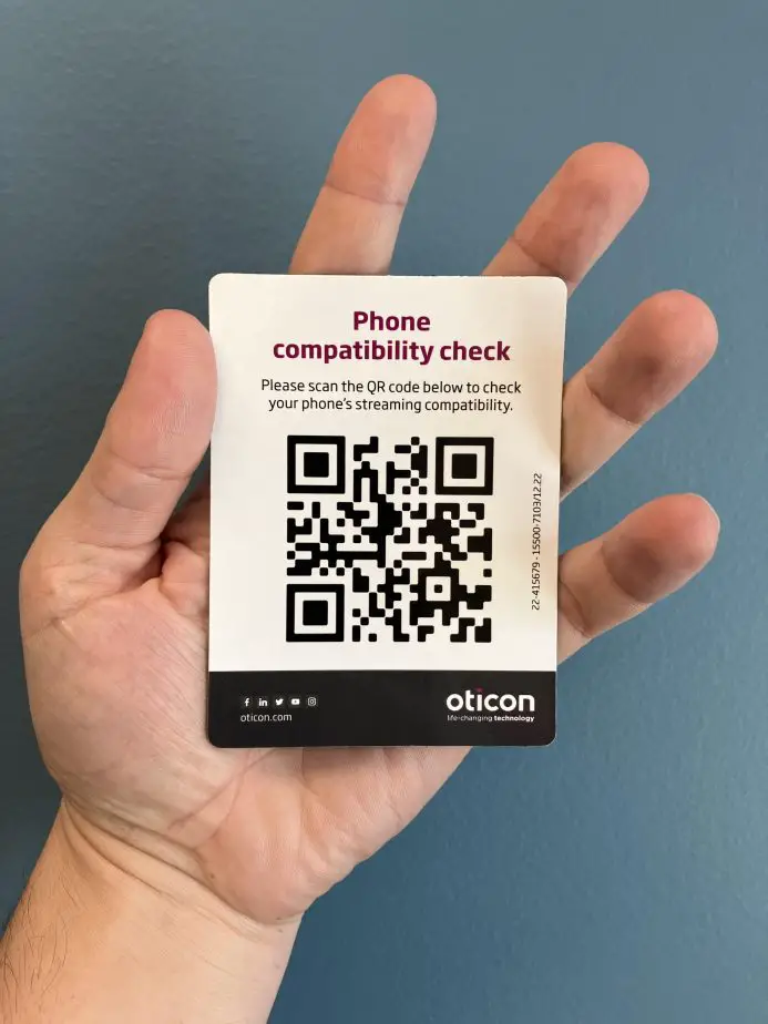 QR code for oticon compatibility check with your phone